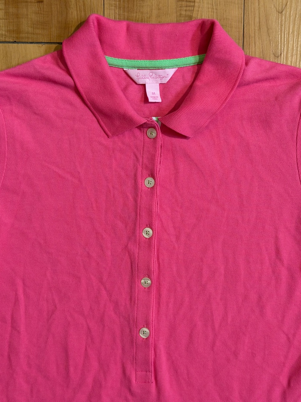 Lilly Pulitzer Pink Pima Cotton Polo Shirt Palm Tree Logo M - Picture 2 of 10